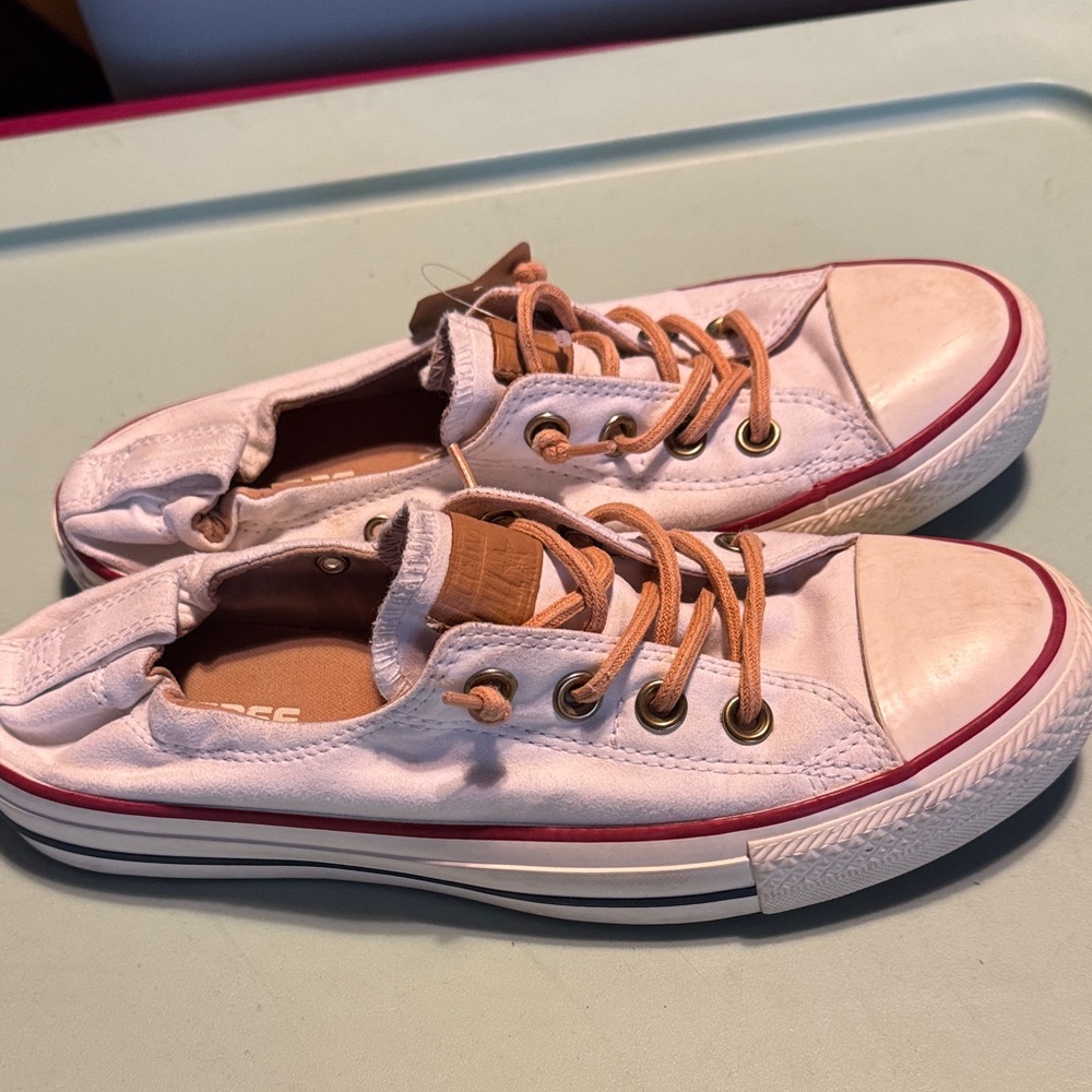 Converse Light Pink and Tan Sneakers